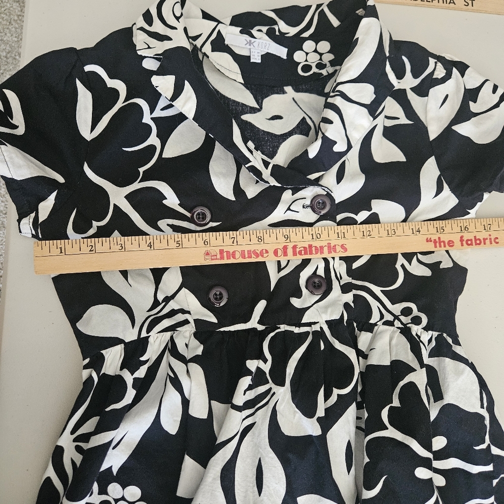 KK Korz Black & White Floral Short Sleeve Mini Dress – Size 6 - Picture 9 of 10